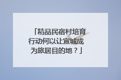 精品民宿村培育行动何以让宣城成为旅居目的地？