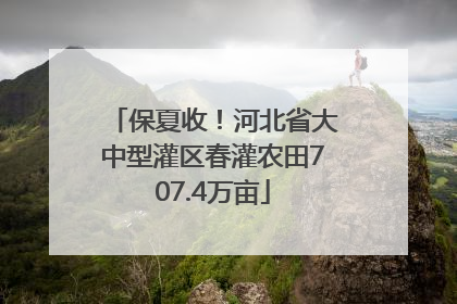 保夏收！河北省大中型灌区春灌农田707.4万亩
