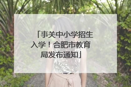 事关中小学招生入学！合肥市教育局发布通知