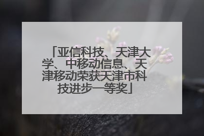 亚信科技、天津大学、中移动信息、天津移动荣获天津市科技进步一等奖