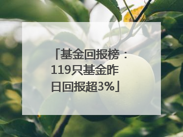 基金回报榜：119只基金昨日回报超3%