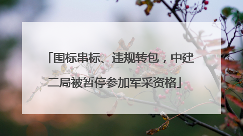 围标串标、违规转包，中建二局被暂停参加军采资格