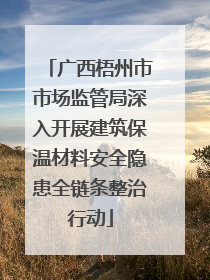 广西梧州市市场监管局深入开展建筑保温材料安全隐患全链条整治行动