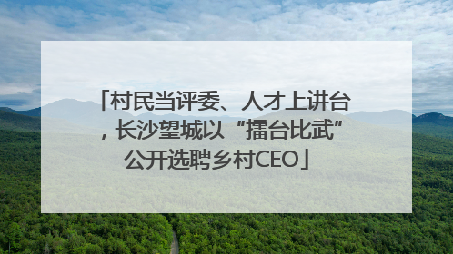 村民当评委、人才上讲台，长沙望城以“擂台比武” 公开选聘乡村CEO
