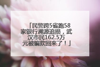 民警跨5省跑58家银行溯源追损，武汉市民162.5万元被骗款回来了！