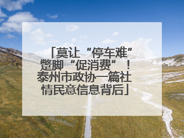 莫让“停车难”蹩脚“促消费”！泰州市政协一篇社情民意信息背后