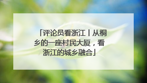 评论员看浙江丨从桐乡的一座村民大厦，看浙江的城乡融合