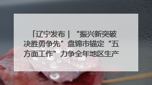 辽宁发布｜“振兴新突破 决胜勇争先”盘锦市锚定“五方面工作”力争全年地区生产总值增长5.5%左右