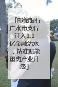 邮储银行广水市支行注入1.1亿金融活水，精准赋能蛋禽产业升级