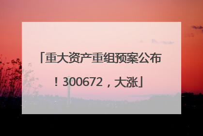 重大资产重组预案公布！300672，大涨