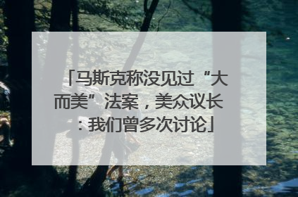 马斯克称没见过“大而美”法案，美众议长：我们曾多次讨论