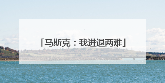 马斯克：我进退两难