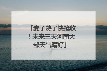 麦子熟了快抢收！未来三天河南大部天气晴好